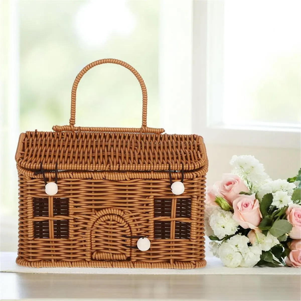 

Подарочные коробки из ротанга ручной работы, миниатюрные домики, корзины из ротанга, корзины для хранения пикника, свадебные подарочные коробки для ручной клади