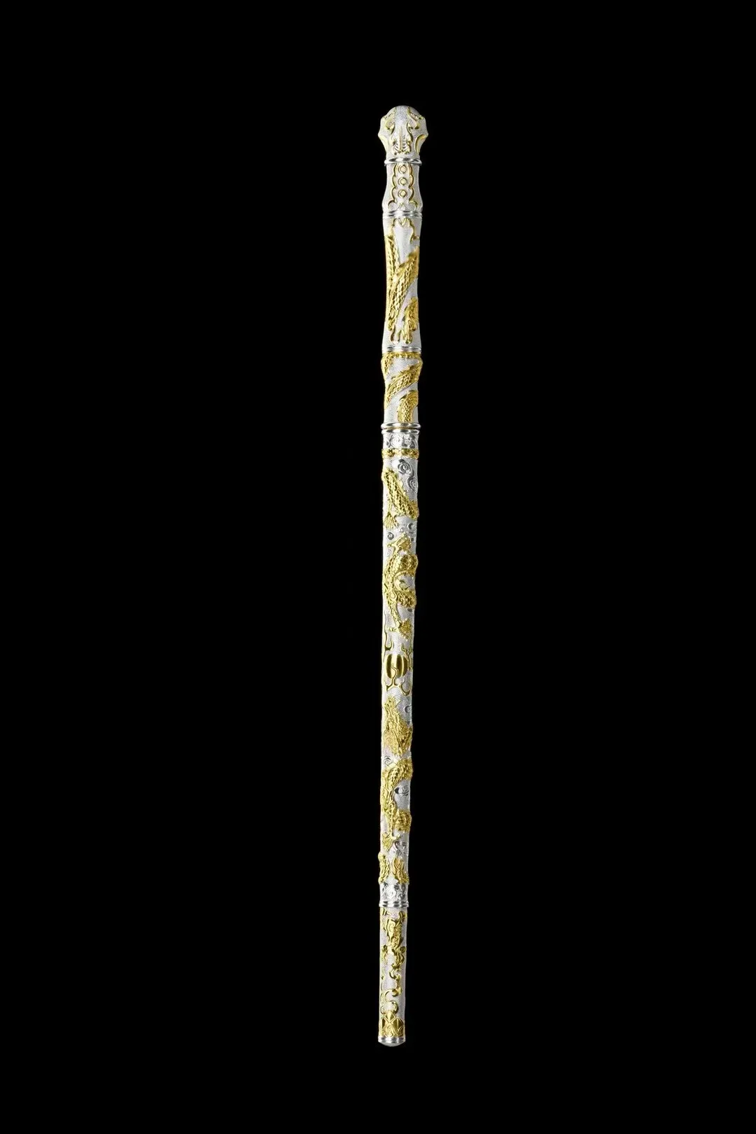 Golden Dragon Staff Sword Folding steel Damascus Blade Sharp combat ready handcrafted katana weapons stick samurai sword