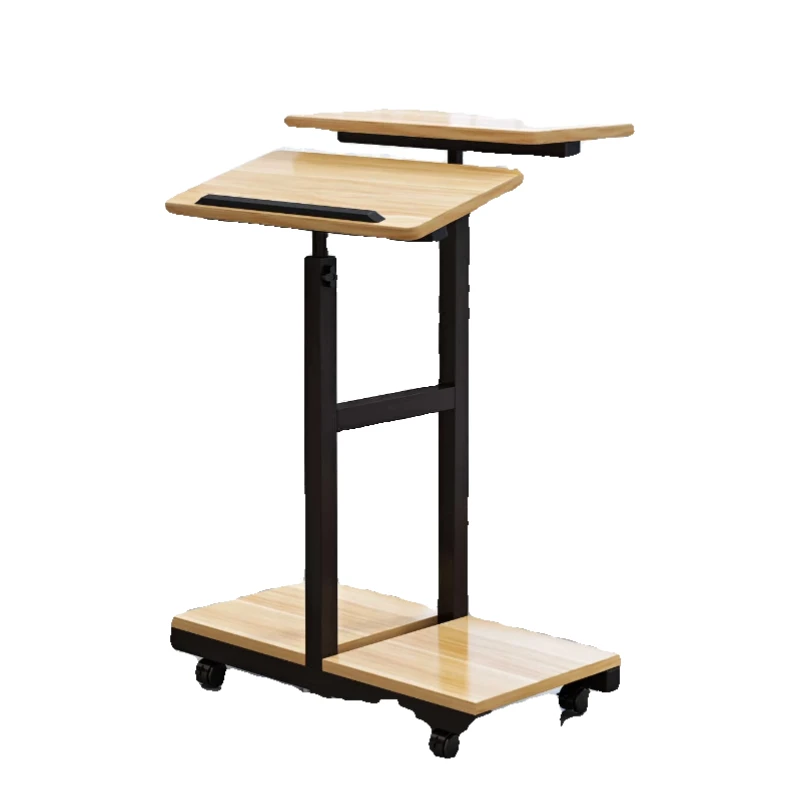 

Home desktop computer laptop desk, standing office desk manual lift mobile simple computer rack