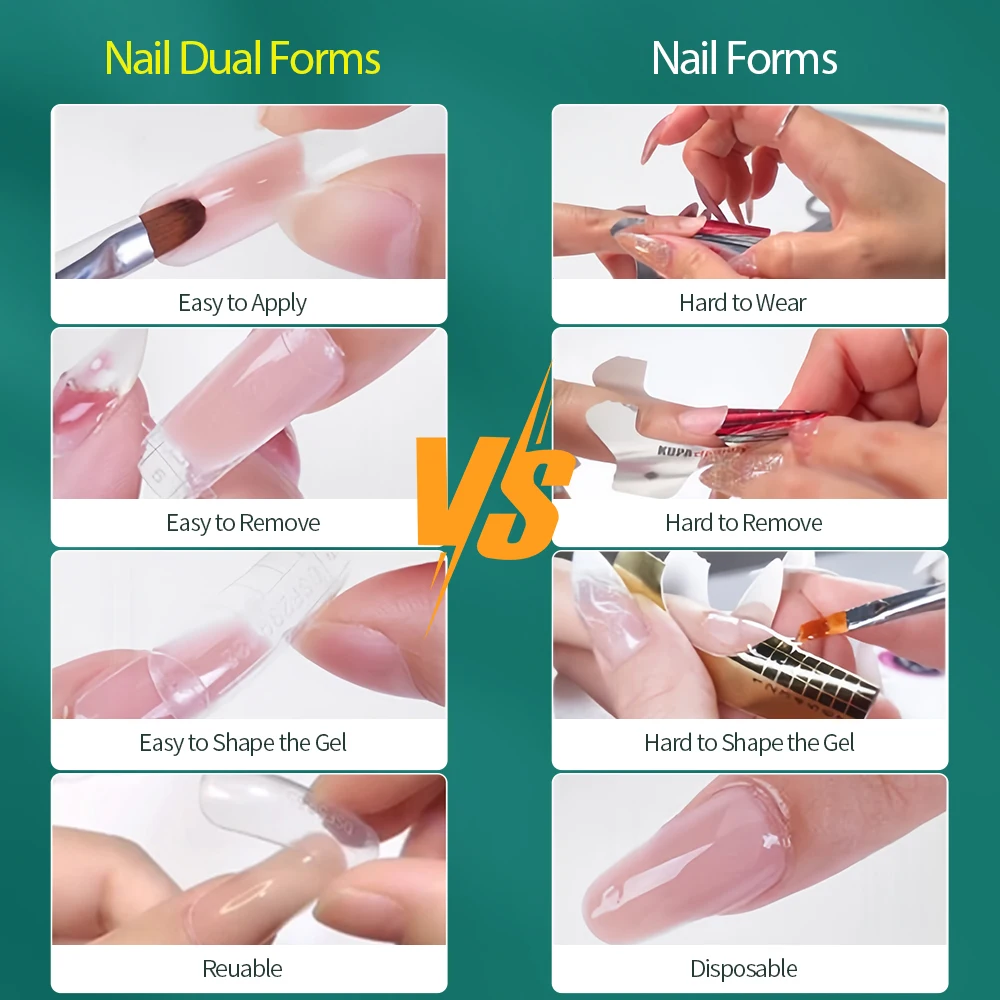 Nailpop Nail Dual Forms Modello di pelle di serpente 3D 12 dimensioni Salone professionale Stampi per estensione acrilica gel per la casa Unghie riutilizzabili 120 pezzi