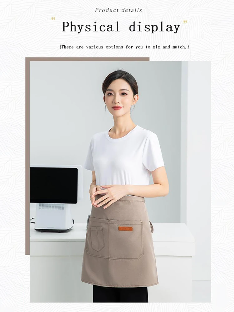 Professional Utility Waist Apron Durable Canvas Multiple Tool Pockets Reinforced Stitching for Bar Restaurant Hot Pot Service