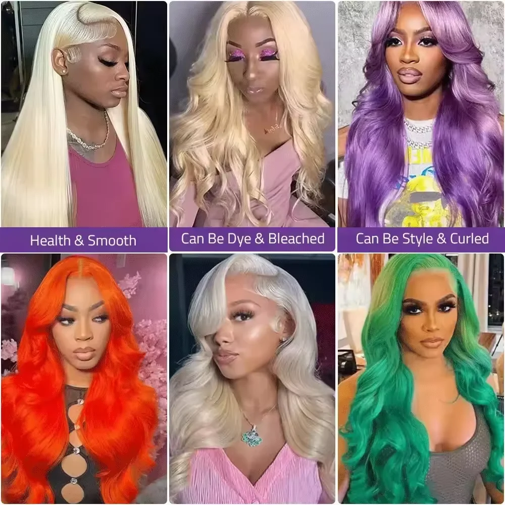 613 Bone Straight Hair Wig Brazilian pink Grey yellow Grandma Grey 30 Inch 13x6 HD Lace Frontal Wig 180 Density Front Human Hair