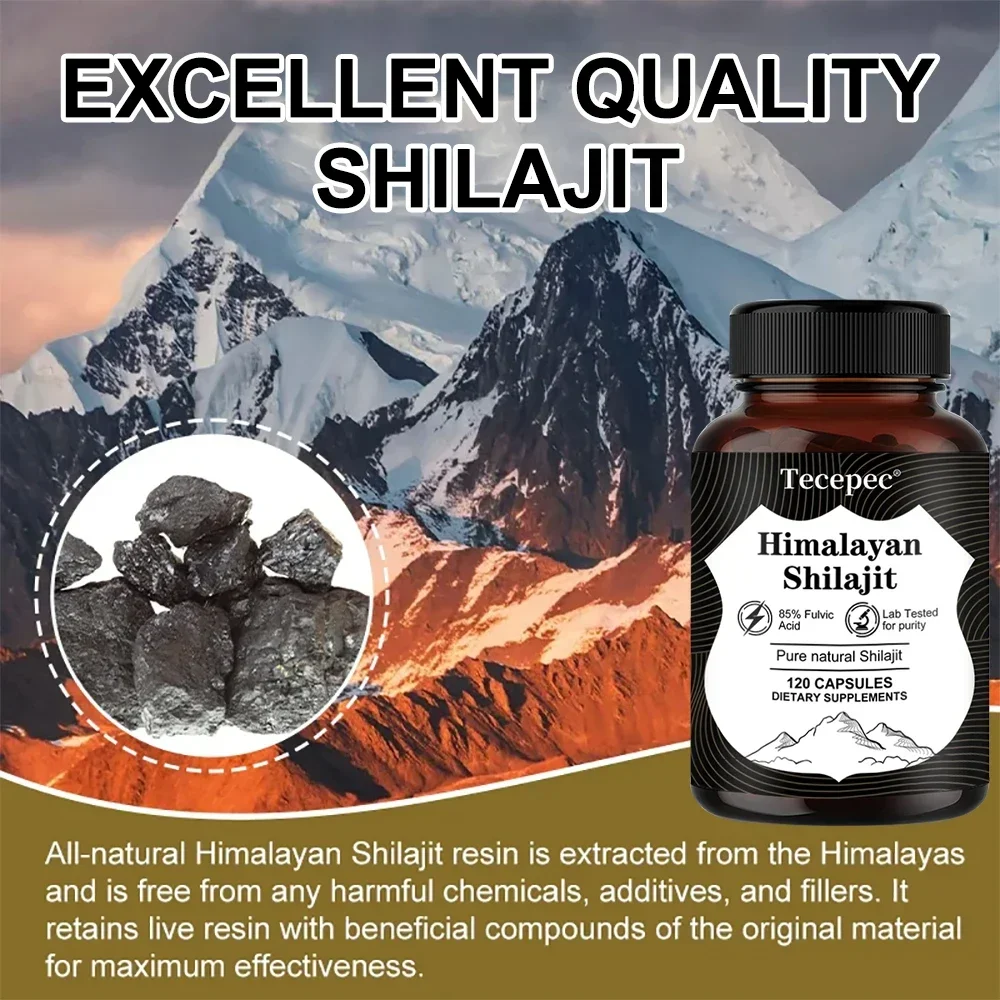 Himalayan Shilajit Capsules, Rich in 85% Natural Fulvic Acid & 85+ Trace Minerals, Lab Tested for Purity, Gluten Free Supplement