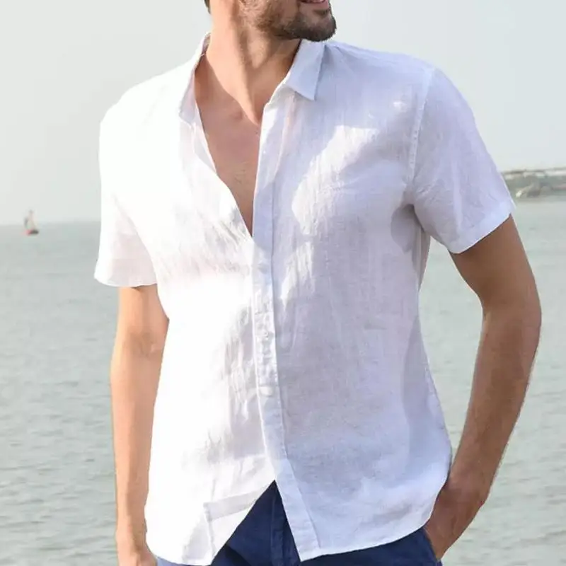 Men's Short Sleeve Cotton Shirt Versatile Comfortable Non-deformable Summer Fashion Inner Wear Pure Color Other Style Design