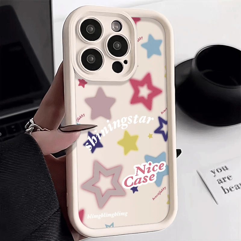 Gradient Star Silicone Phone Case For iPhone 15 14 13 12 11 Pro Max XS XR X 7 8 Plus SE Camera Bumper Soft Lens Protectiou cover