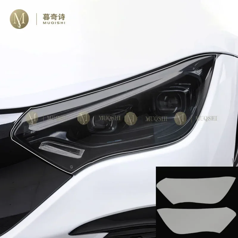 MUQSHI pre cut car exterior headlight scratch resistant TPU protective film transparent/smoked For Mercedes Benz EQE 2022-2024