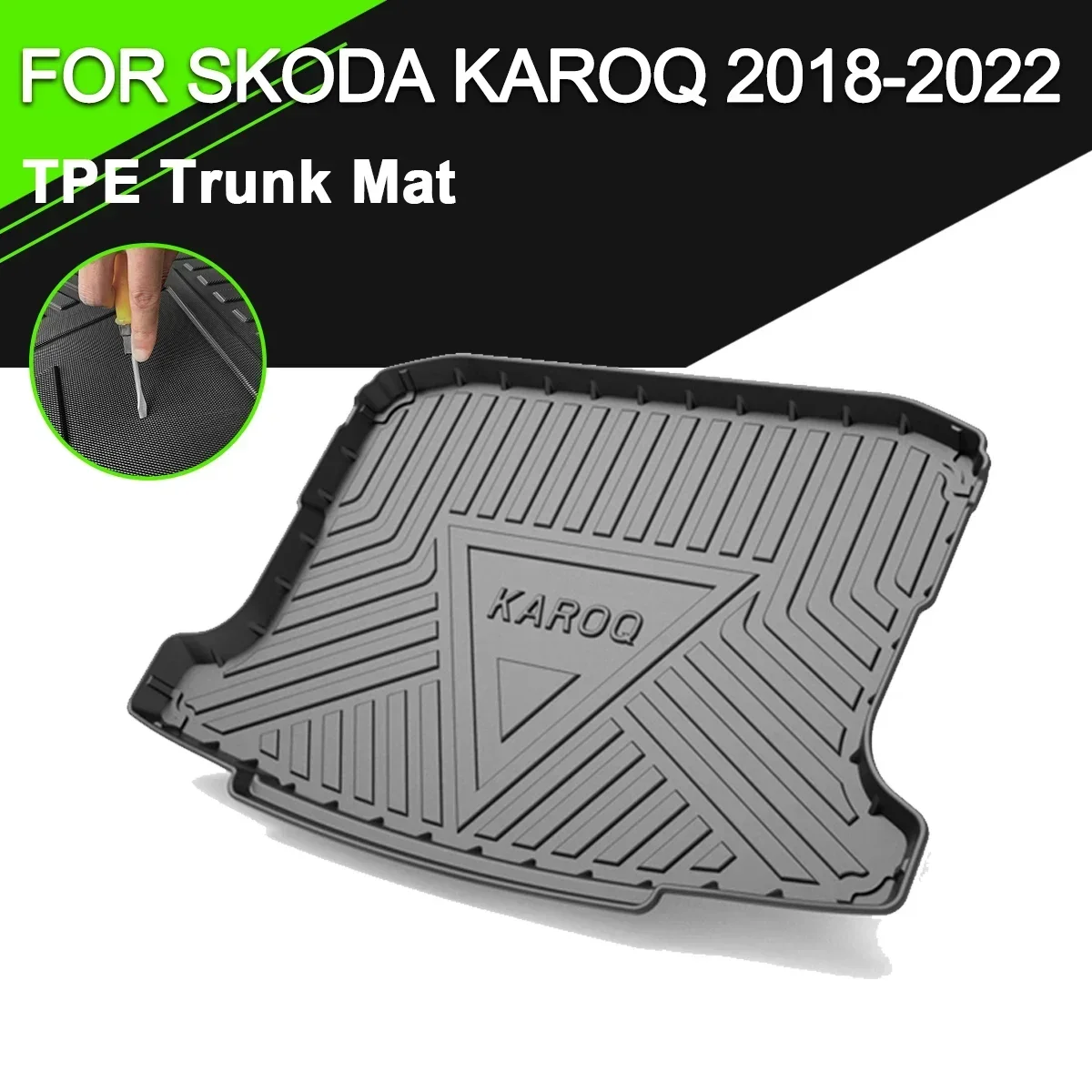 

Car Rear Trunk Cover Mat For Skoda Karoq 2018-2022 TPE Waterproof Non-Slip Rubber Cargo Liner Accessories