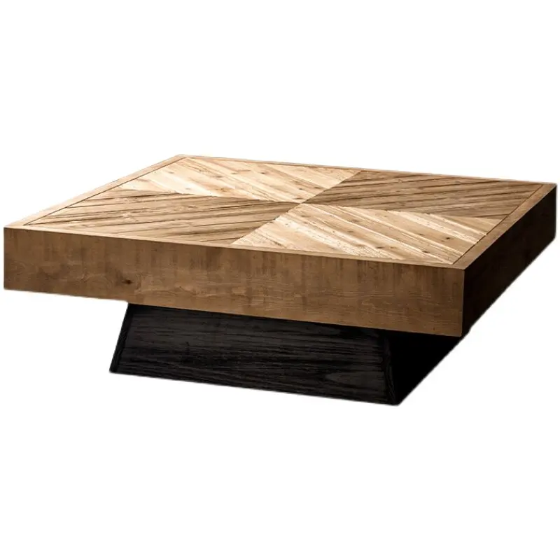 

Retro solid wood coffee table Nordic living room size square