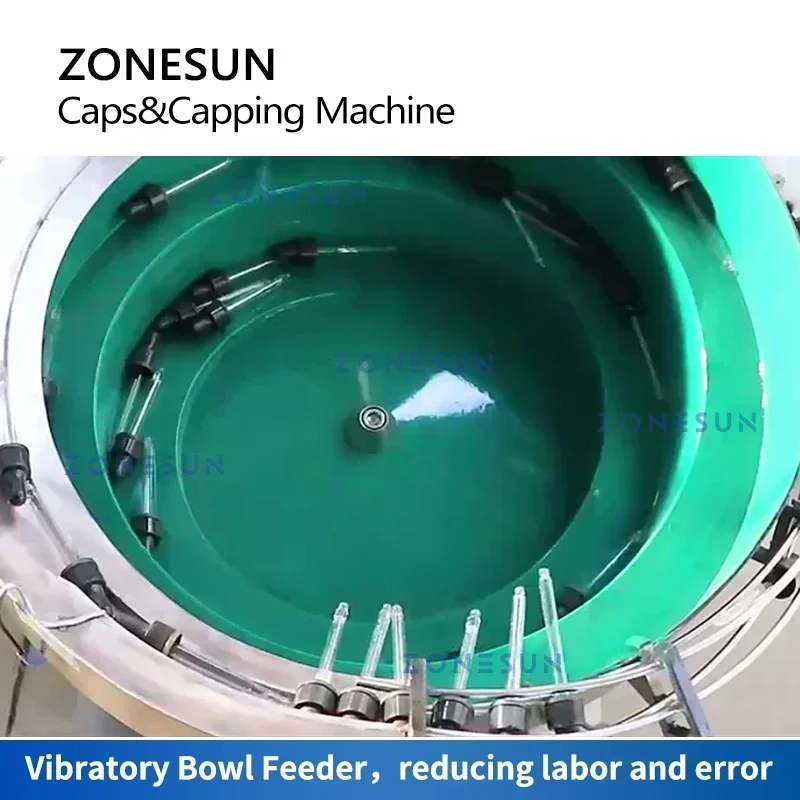 ZONESUN ZS-XG1870R Automatic Dropper Bottle Capping Machine Vibratory Bowl Feeder Essential Oil Perfume Sprayer Desktop Capper