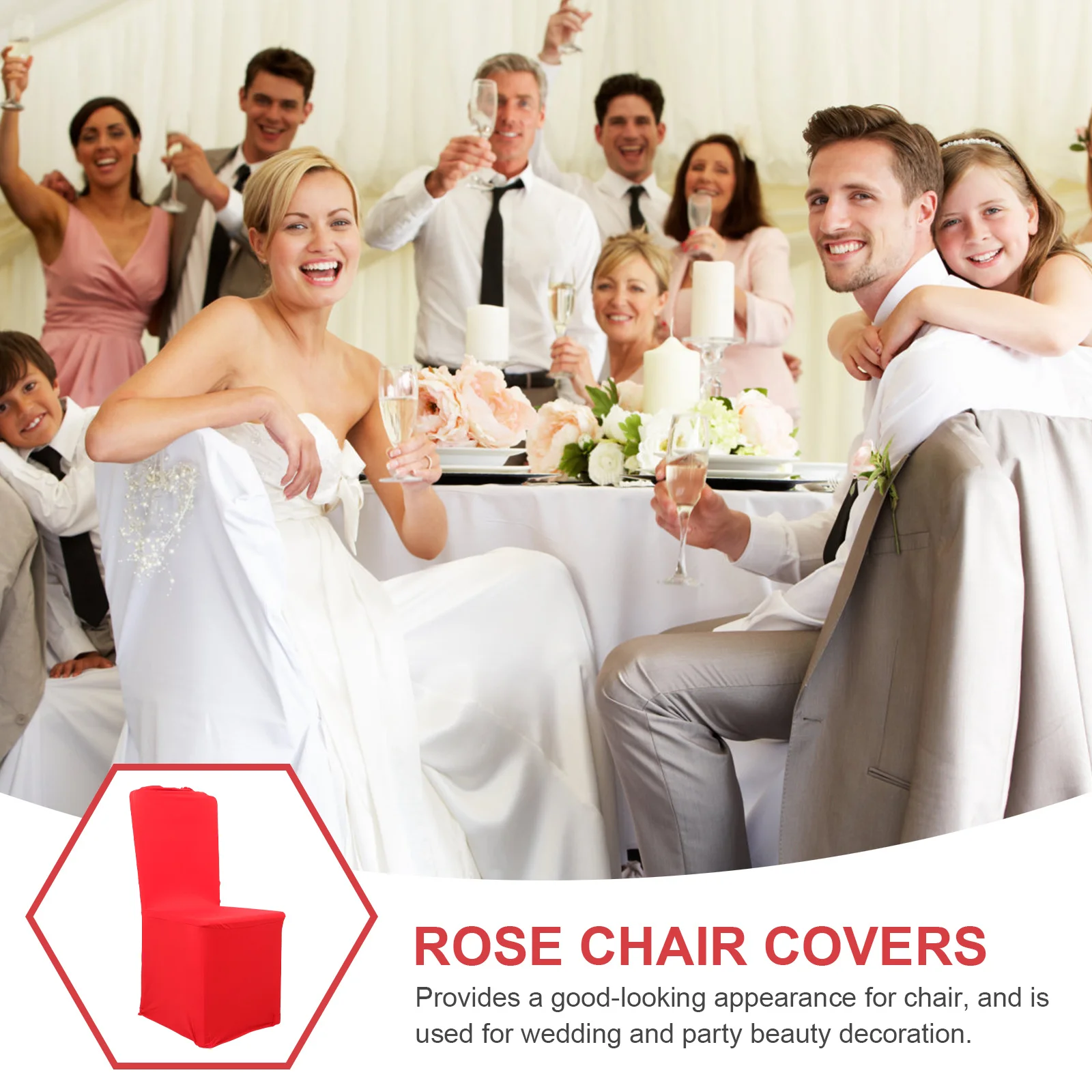 

Polyester Wedding Party Chair Cover Stretch Slipcover Dining Banquet Decoration Comfortable Elastic Washable Rose Design