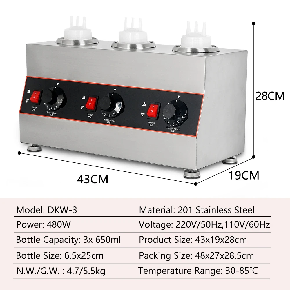 Podgrzewacz do sosu GZZT do sos sałatkowy keczupu dżem czekoladowy grzejnik elektryczny 1/2/3 butelek komercyjna maszyna do izolacji sosu