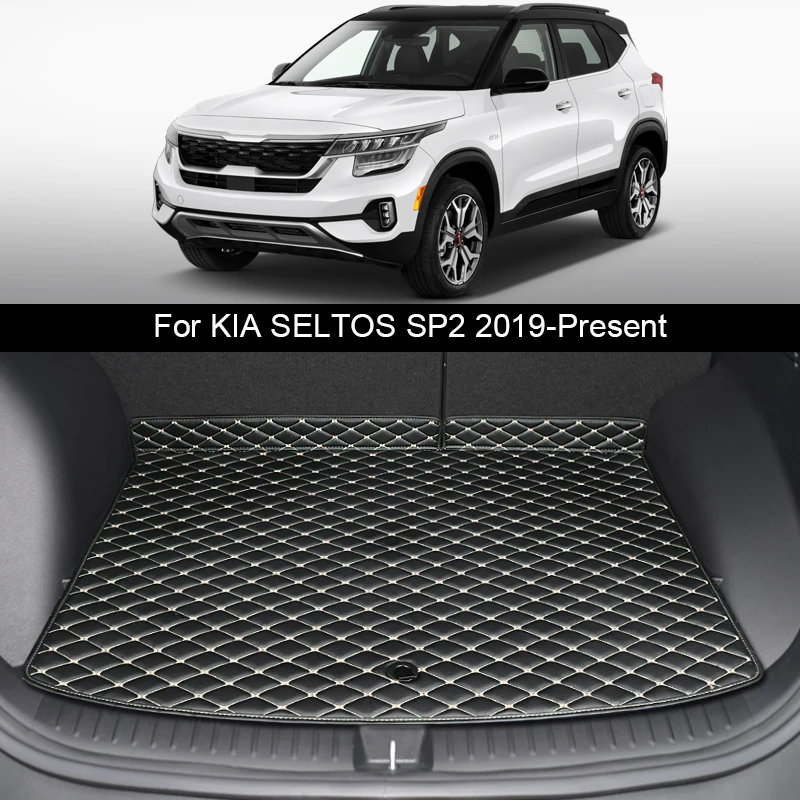 1pc Leather Car Custom Trunk Mats Waterproof Anti-Dirty Tray Cargo Liner Auto Accessories For KIA Seltos SP2 2019-2025