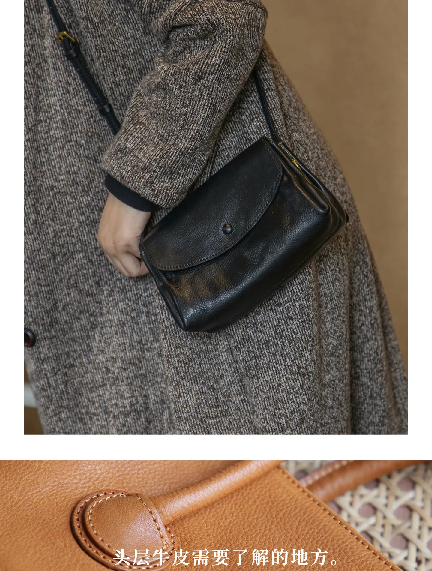 PNDME einfache Vintage-Umhängetasche aus Rindsleder für Damen, Freizeit-Designer-Umhängetasche aus echtem Leder, handgefertigt, kleine Umhängetasche – Detail 15