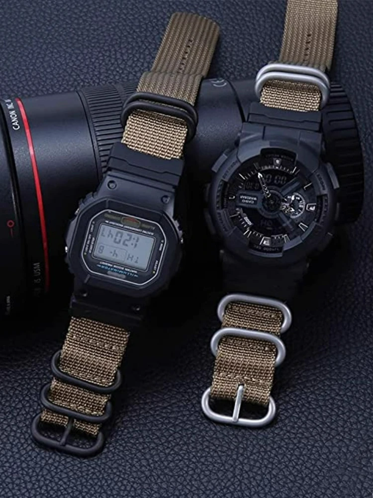 For ​​Casio GSHOCK Nylon Watch Strap DW-5600/D5600/8900/9050/9051 Special Interface 5 Ring Design Lightweight Comfort 16X22mm
