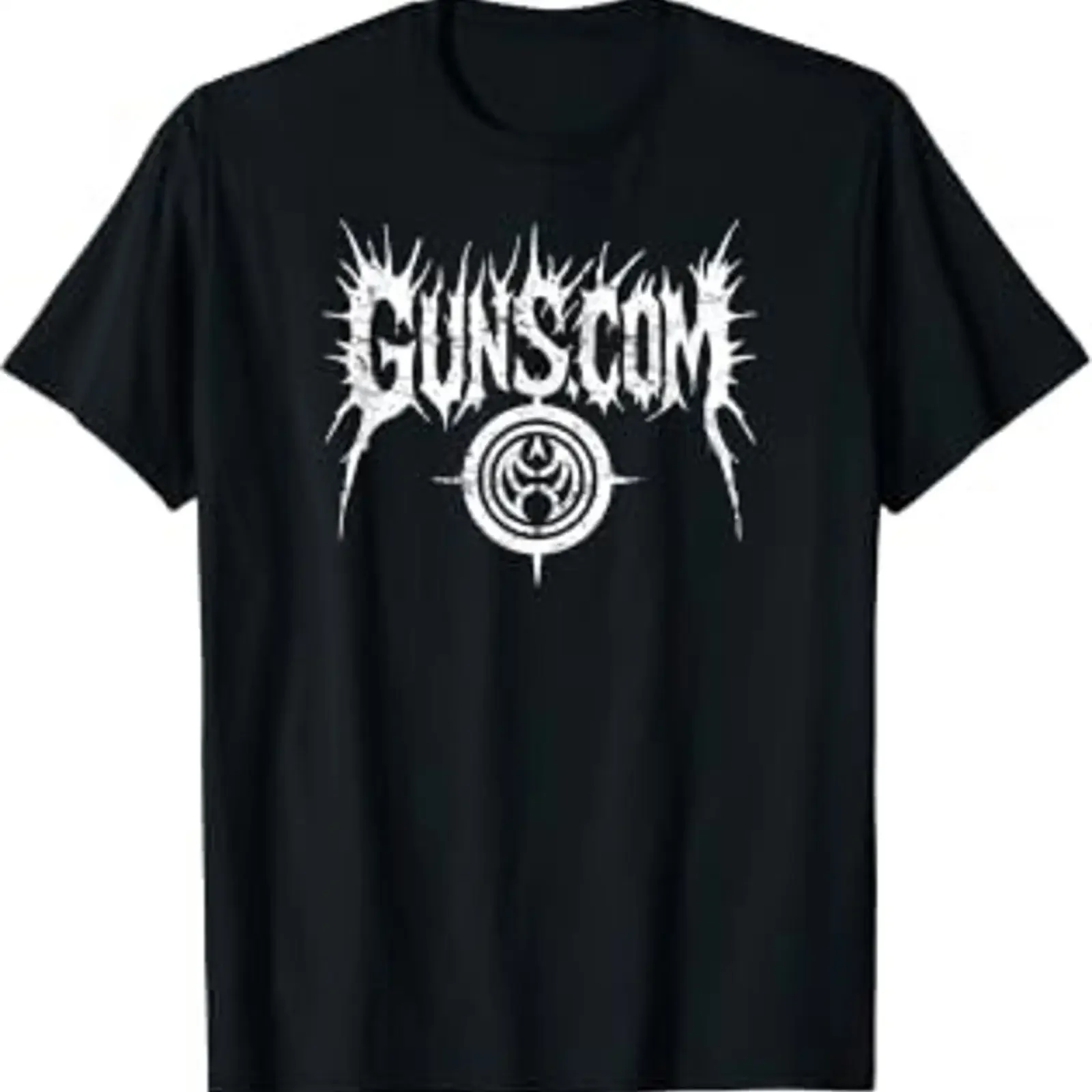Schwarzes Metall-Logo-T-Shirt im Vintage-Look, gewaschen, mit Stretch-Grafik, für den Alltag, modisch, lässig, vielseitig, Unisex, Streetwear