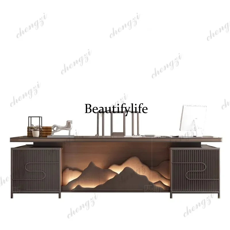 Light Luxury Designer Office Desk Long Straight Art Designer Secretary Office Desk High End Designer