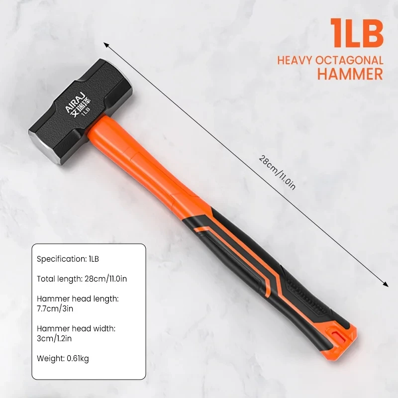 AIRAJ Octagonal Hammer Hammer Tool Solid Wall Hammer Heavy Hand Hammer Integrated Household Wall Demolition Hammer