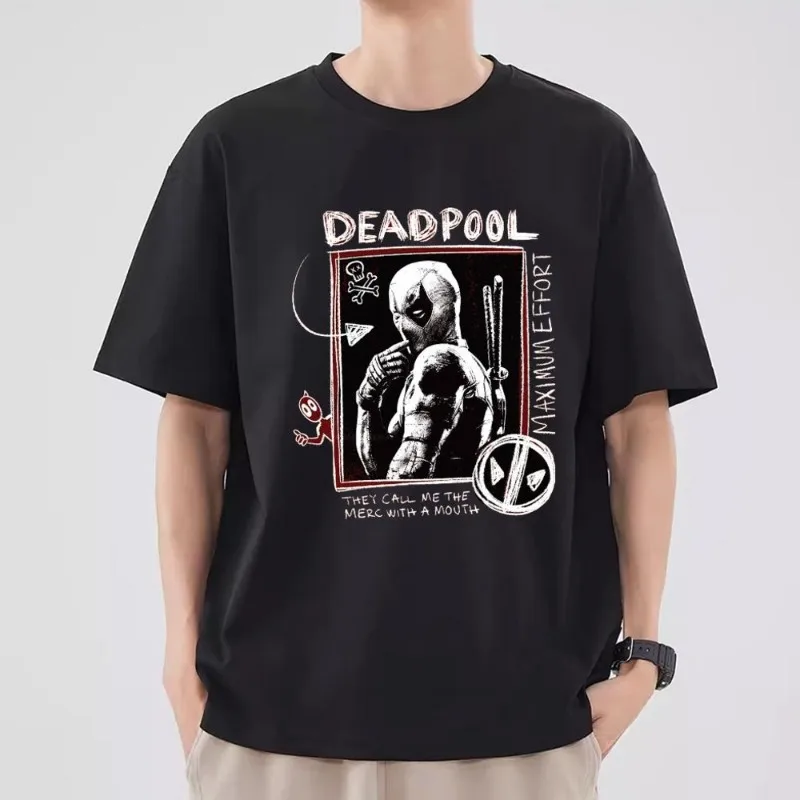 مينيسو ديدبول ولفيرين تي شيرت الرجال زوجين مزيج الملابس قصيرة الأكمام طوق موضة تي شيرت رجل كول القطن للجنسين بلايز #1