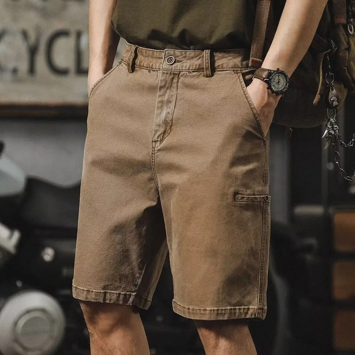 Summer 2026 Loose Denim Shorts Casual Short Pants Cotton Straight Brand Retro Washed Half Trousers Trendy Men Coffee Jorts