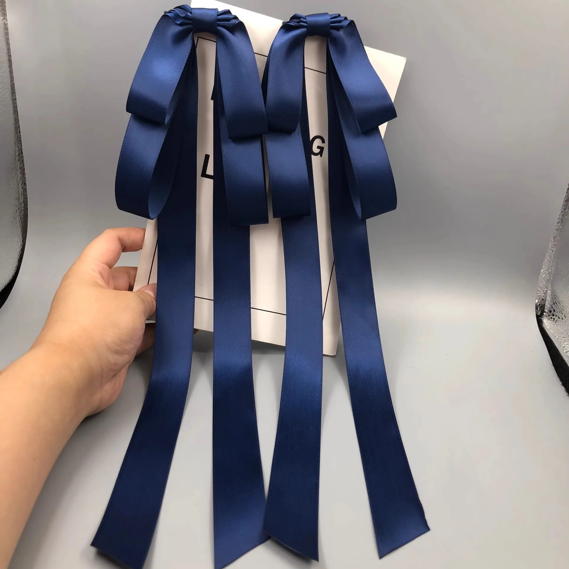 اليابانية لوليتا تدلى الأذن أرنب القوس الشريط الطويل مشبك شعر ذيل حصان الشعر التبعي القديمة Hanfu الجانب كليب