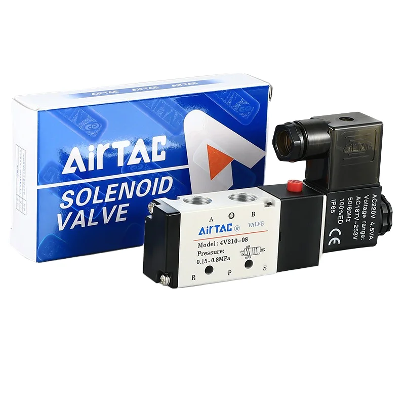 AirTac حقيقية اثنين موقف خمسة طريقة الملف اللولبي صمام 4V210-08 4V220-08 4V230C-08 4V230E-08 4V230P-08 صمام اتجاهي هوائي