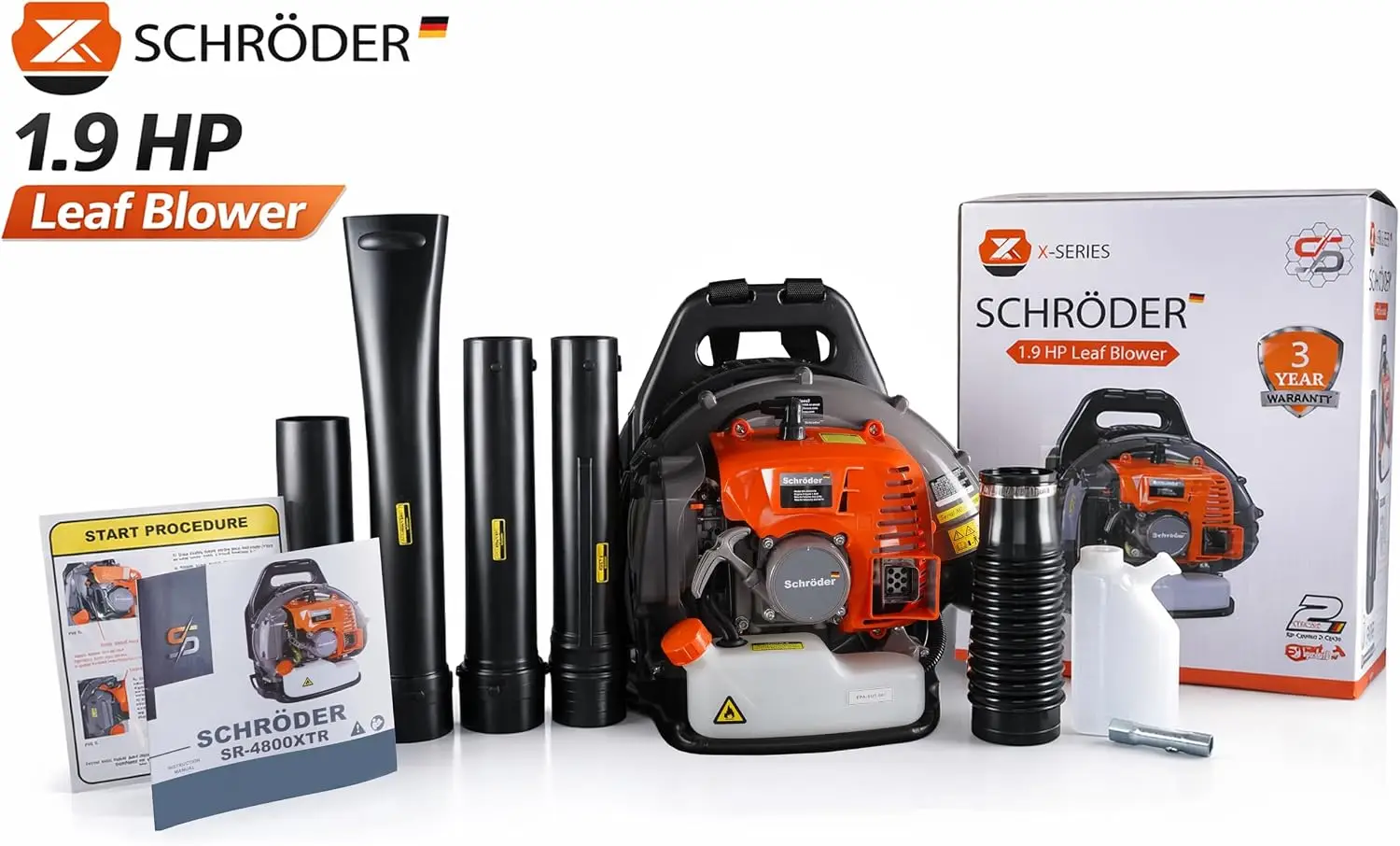 SR4800 Gas Backpack Leaf Blower, Lightweight 2‑Stroke Engine, 220 MPH High‑Power Air Speed, Comfortable Harness, Professional &