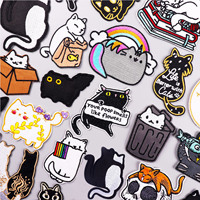 Cartoon Rainbow Cat Embroidered Patches on Clothes DIY Animal Applique Clothing Thermoadhesive Patches For Clothing Stickers