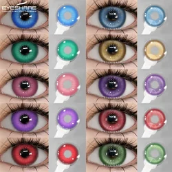 EYESHARE-lentes de contacto de colores para ojos, lentillas azules y púrpuras, lentillas para Cosplay, lentillas rosas anuales, lentillas Rojas, 1 par