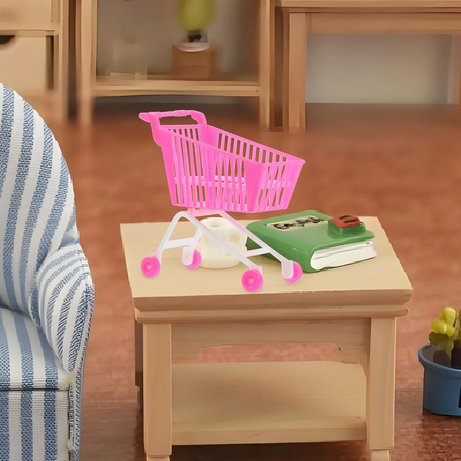 어린이를위한 10Pcs 소형 쇼핑 카트 교육용 홈 장식 플라스틱 유모차 보육 가구 현실적인 미니 숍 소품