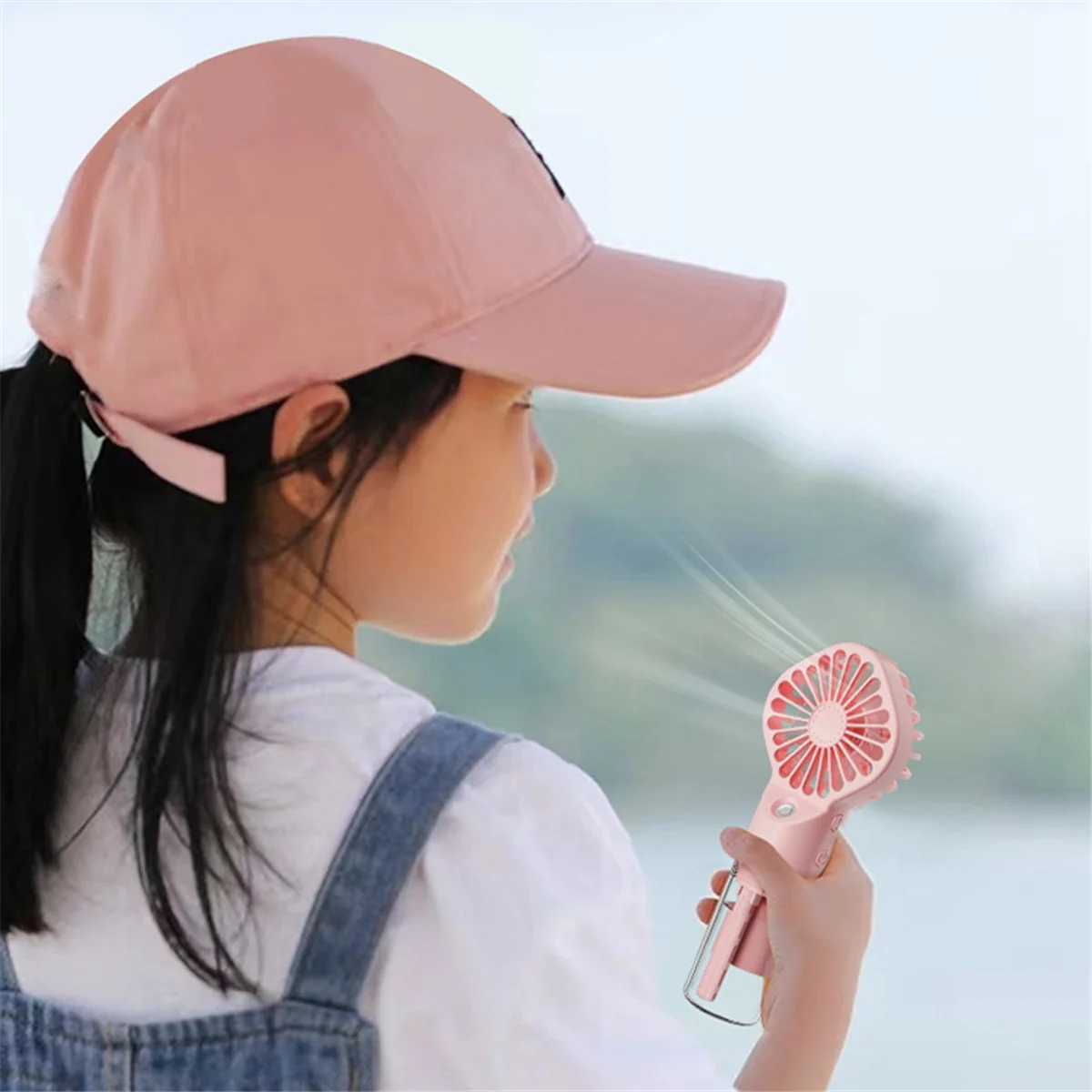 Portable Handheld Fan Water Mist Fan Student Dormitory Mini Fan Summer Supplies Outdoor Cooling Tool,White