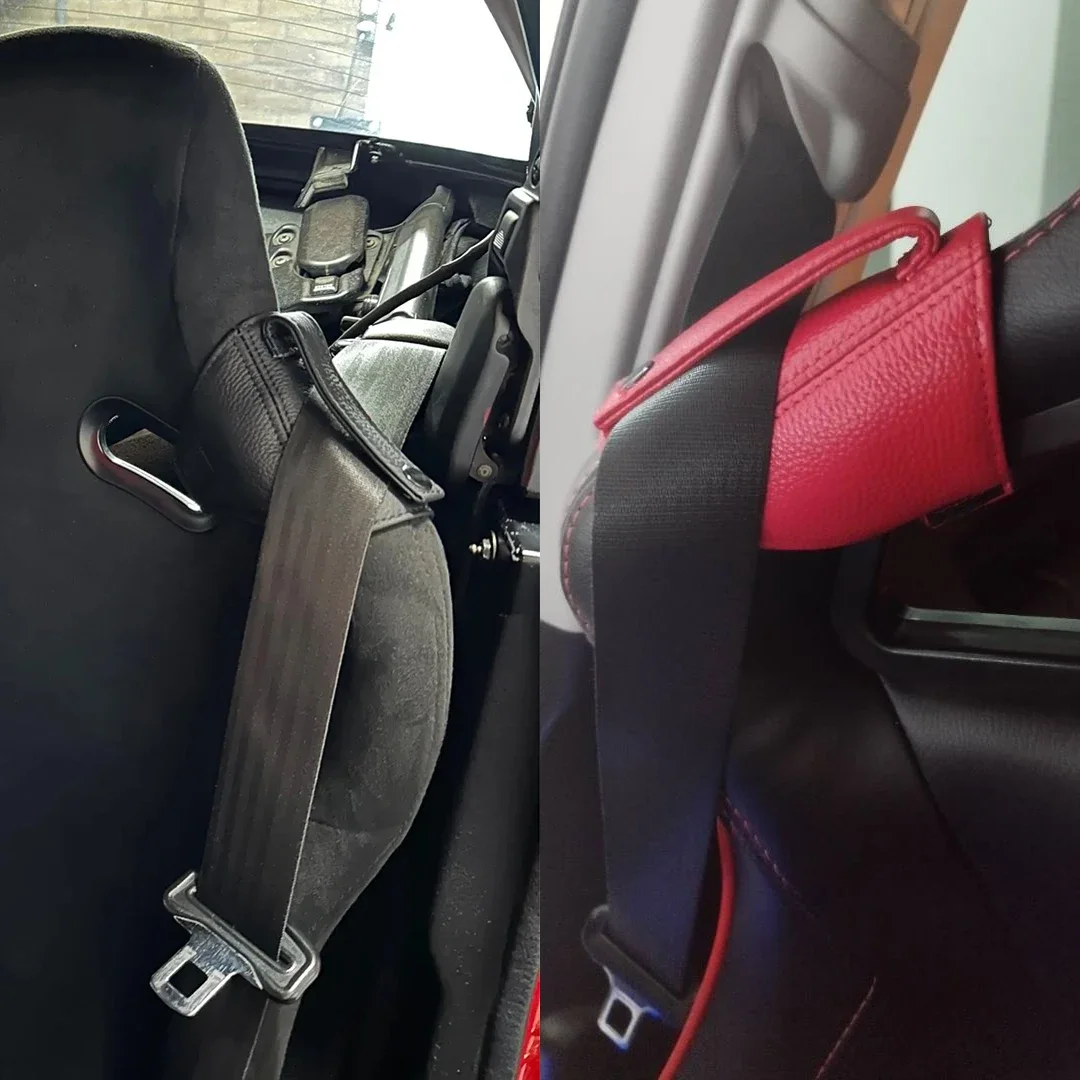 Genuine Leather jdm Racing Car Bucket Seat Belt Holder Protector Seatbelt Guide for BRIDE RECARO SPARCO OMP