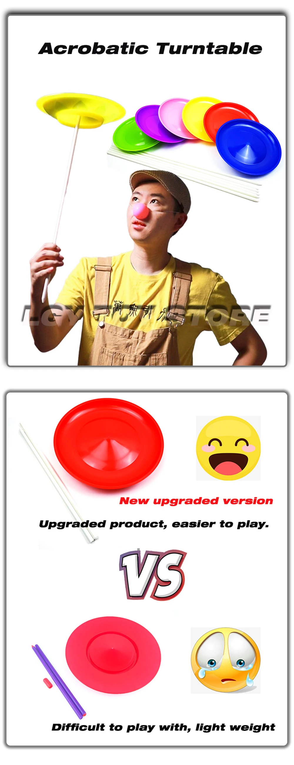 6-Farbiges Plastik-Drehteller-Set mit Stäben, Zirkus-Drehteller-Jonglier-Requisiten für Bühnenauftritte und Clown-Shows – Detail 1