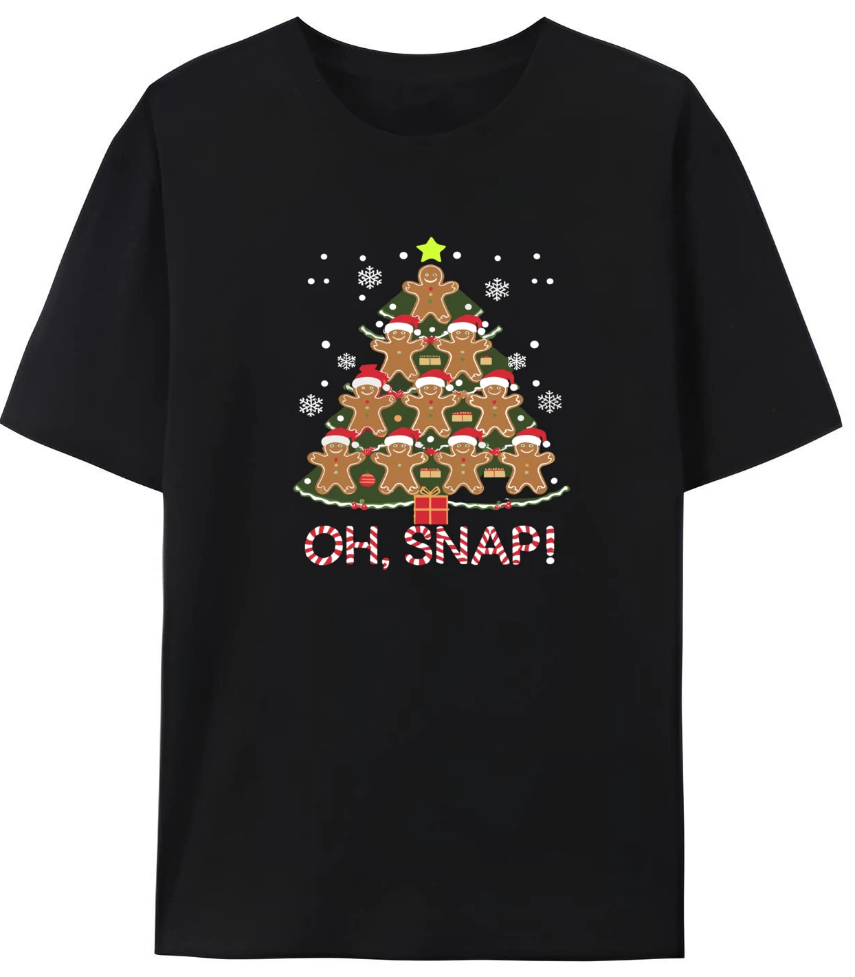 

Gingerbread Man Gingerbread Tree Oh Snap Christmas 100% Cotton Breathable Printed Streetwear Mens Clothing