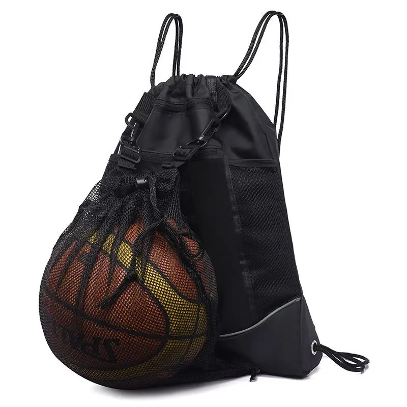 Waterproof Drawstring Gym Backpack Detachable Basketball Pocket Polyester Sports Sack Multi Pocket Travel Bag Men Women Training