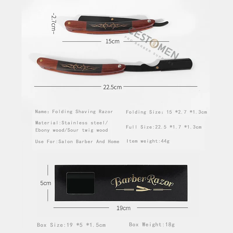 جديد المهنية الرجال الخشب الأحمر مستقيم حافة الفولاذ المقاوم للصدأ الحلاقة الحلاقة للطي الحلاق اللحية إزالة الشعر الحلاقة سكين حامل