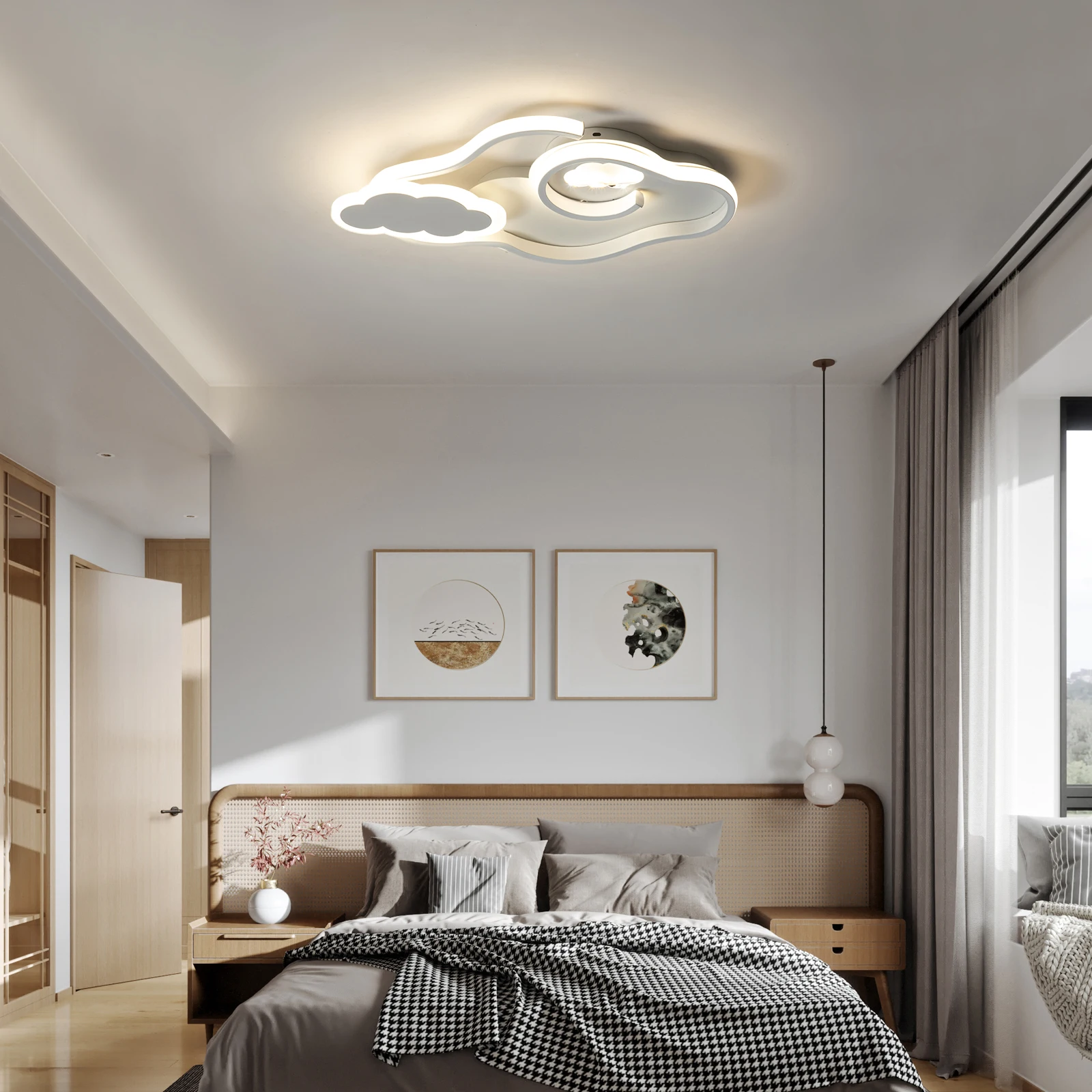 

LED Ceiling Light Dimmable Cloud Ceiling Light Flush Mount Acrylic Ceiling Lamp with Remote Creative 36W/White