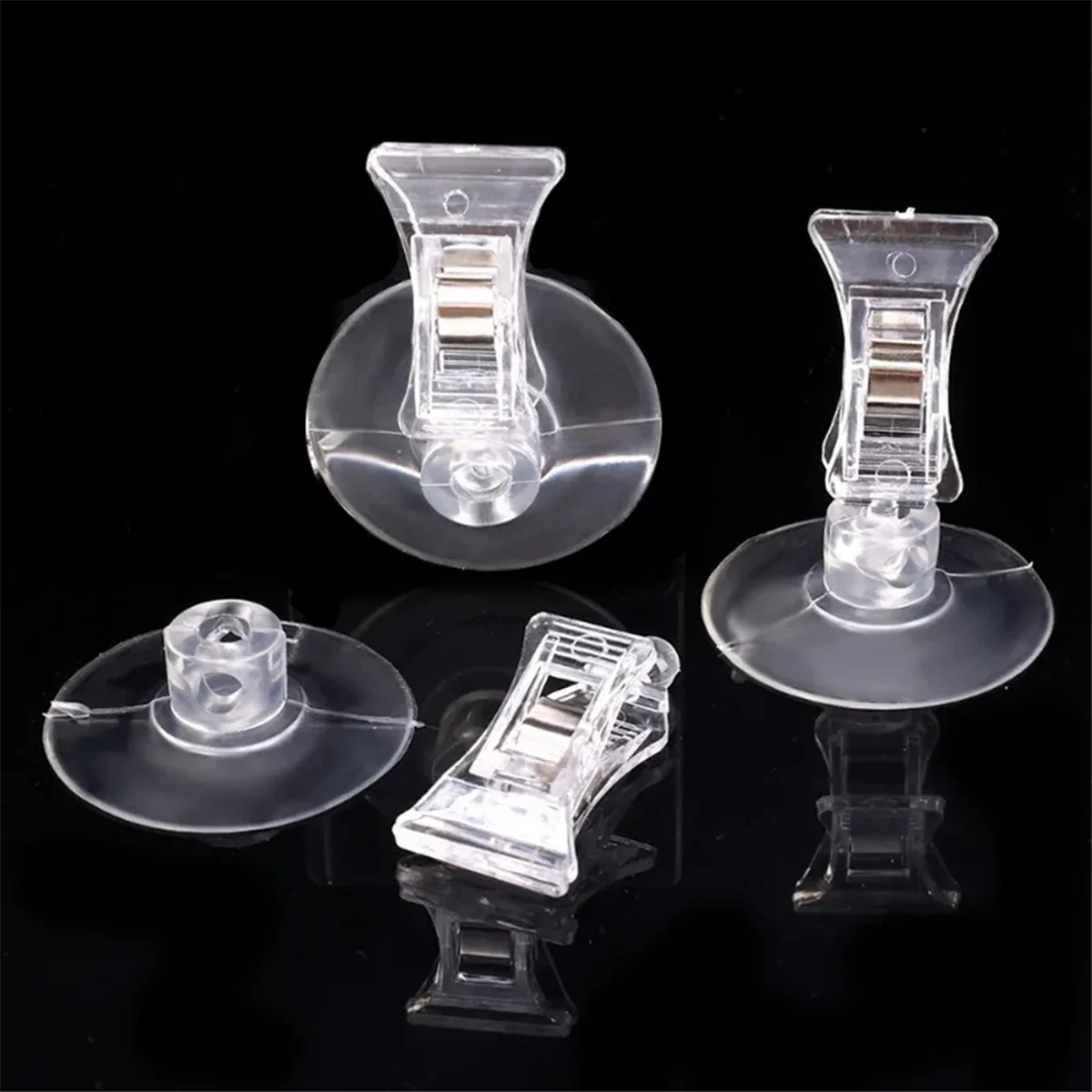 10Pcs Suction Cup Clips Transparent Sucker Clamp Bathroom Window Glass Suction Cup with Clip for Advertising Display