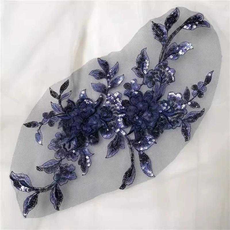 1Piece Seqins Flowers Mesh Embroidery Patch Sewing Repair Diy Floral Lace Fabrics Applique — zdjęcie 6
