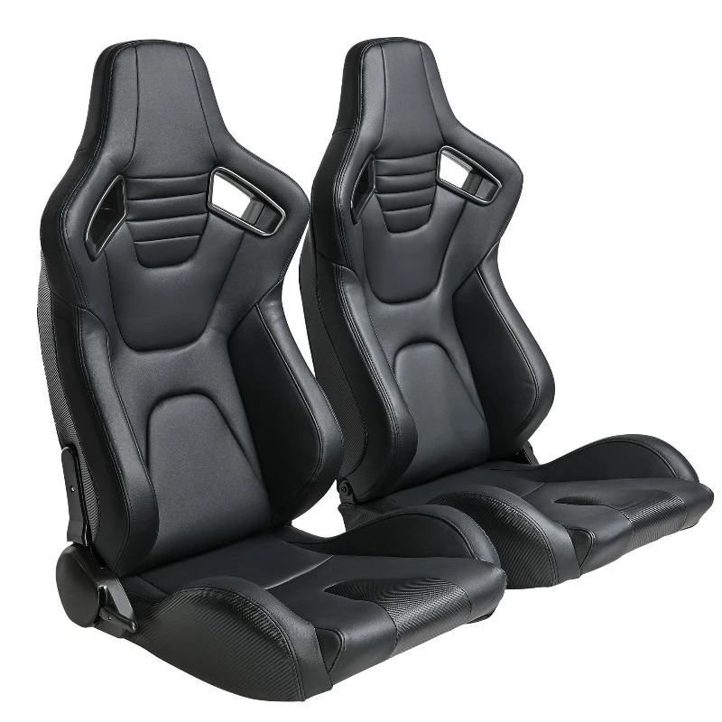 

Zigzag car seat double rail black PVC North American racing chair