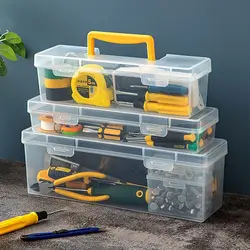 Portable Plastic Parts Hardware Tool Box Tool Organizer Transparent Tool Storage Box Toolbox Household Parts Box Multifuntional