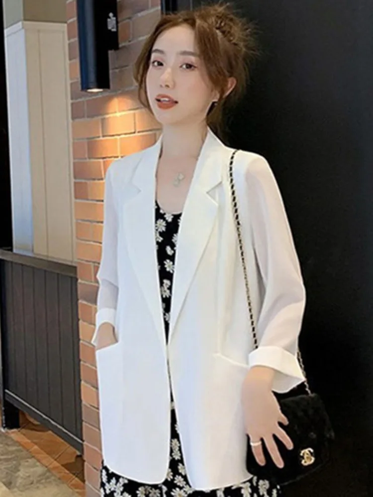 Women Solid Thin All-match Casual Preppy Style Long Sleeve Temperament Fashion Simple Solid Work Chic Vintage Blazers New