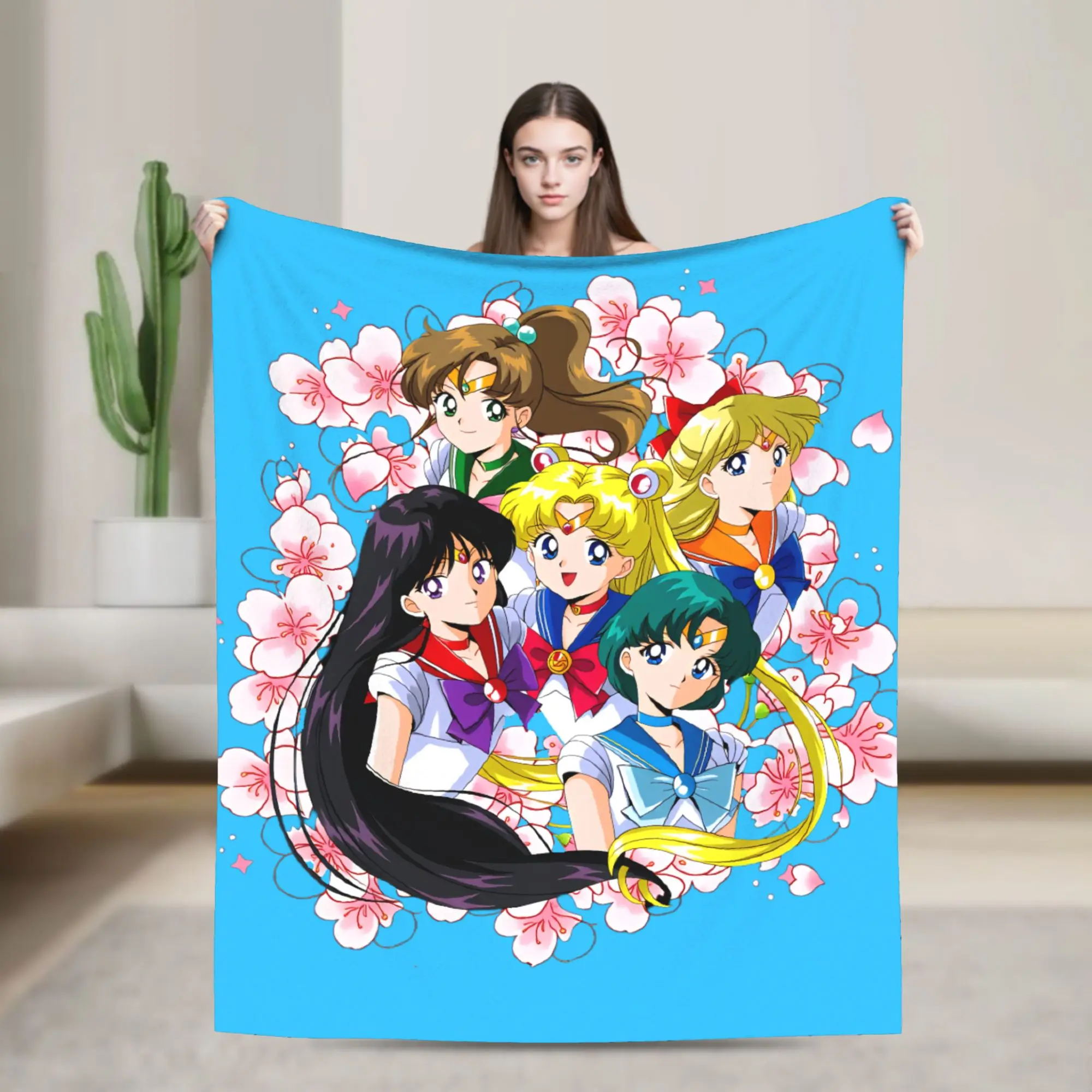 Custom Sailor Moon Mars Mercury   Blanket 3D Print Soft Flannel Fleece Warm Jupiter Throw Blankets for Car Bedroom Couch Quilt