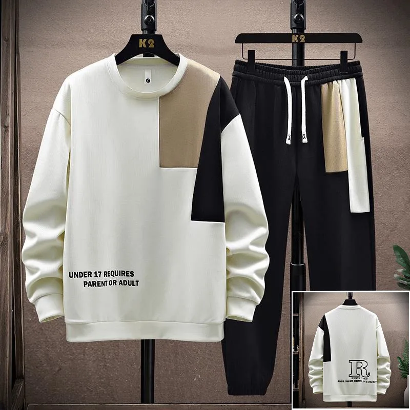 

Men's long sleeved sweatshirt set for spring and autumn 2025, new Korean version, trendy, fashionable, versatile, round neck, ca