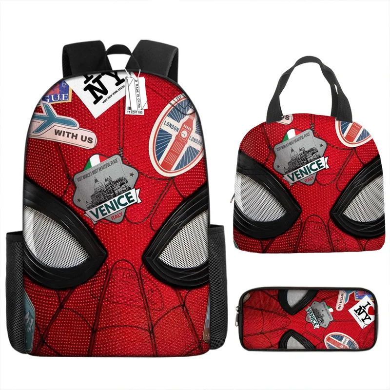 2024 New Spiderman Cartoon Schoolbag Primary School Junior High School Students Large-capacity Backpack Three-piece Suit