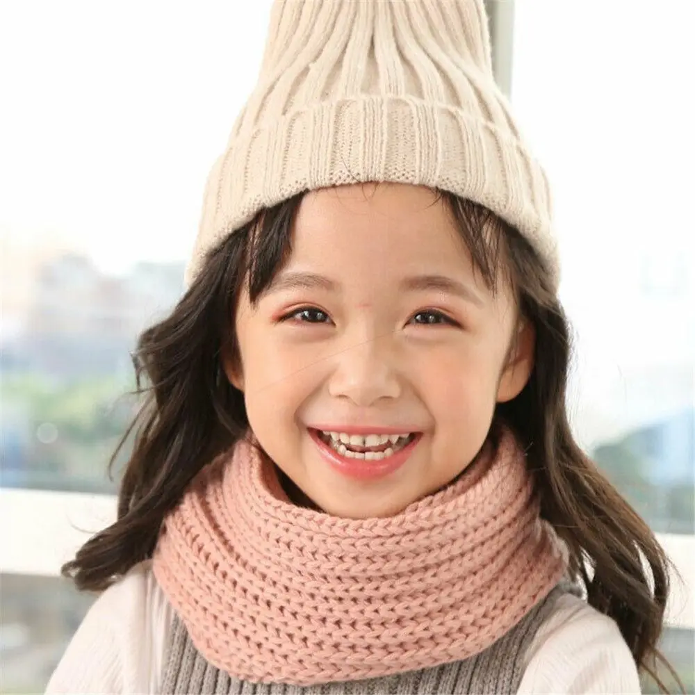 Winter Knitted Scarf Kids Boy Girl Winter Warm Scarf Knitting Wool Children Neck Warmer Wrap Outdoor Windproof Scarves