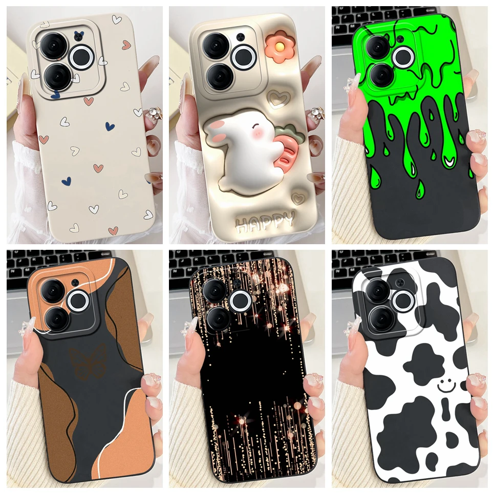 For Itel A80 / Itel A70 A665L Phone Case Couple Rabbit Cow Print Shockproof Liquid Silicone Back Cover For ItelA80 ItelA70 Etui