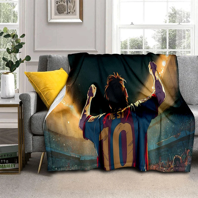 Goat M-Messi Football Sport Star Flannel Blanket Soft Warm Throw Blanket for Bedroom Living Room Bed Travel Camping Picnic Gift