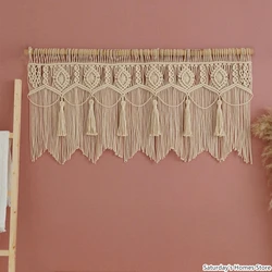 Macrame  Door Curtain Tapestry Handmade Cotton Rope Bohemia  Art Tapestry Bedside Walling Hanging Macrame Tapestry Boho Decor