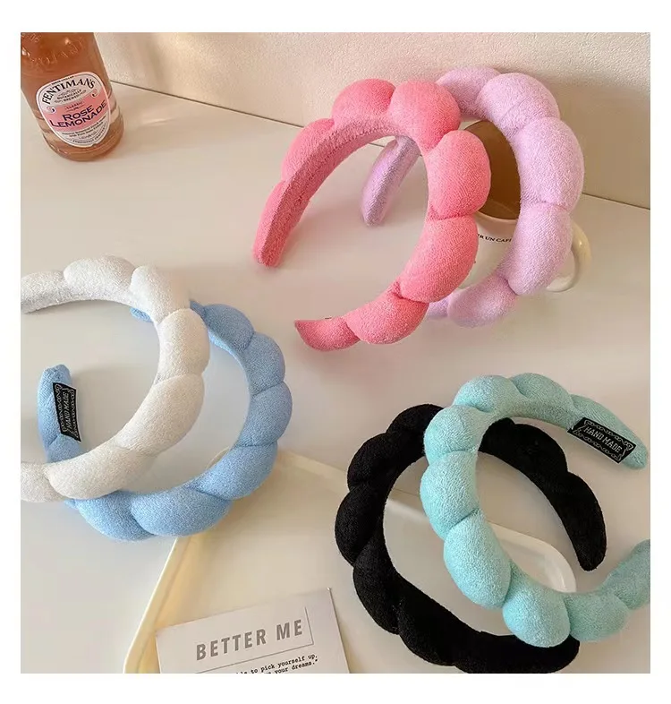 Sponzen Hoofdband Voor Dames Meisjes Gezwollen Haarbanden Make-Up Bubble Badstof Co Spa Retro Hoofdbanden Haaraccessoires Hoofddeksels