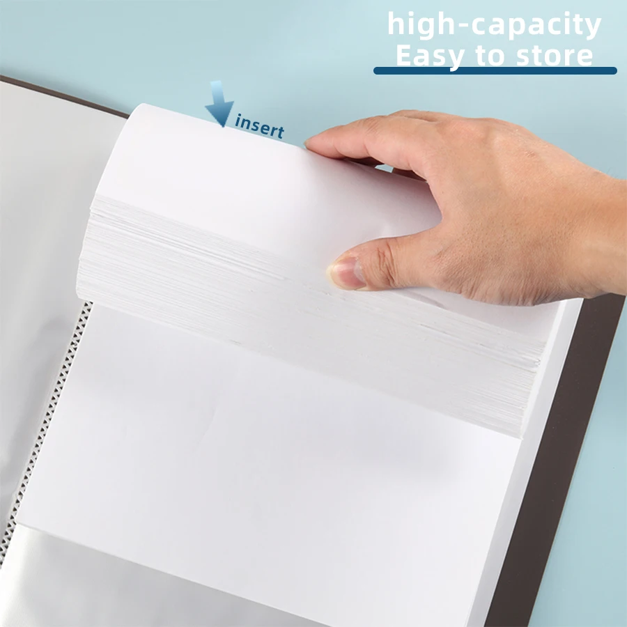 Hot Classic Style 20/30/40/60 Pages Thick Side-in Type Display Book Waterproof Large Specifications Test Paper Storage Folder